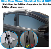 Automaze 3R Car SUV Side View Mirror Wide Angle Blind Spot Mirror Auto Exterior Rearview Mirrors With Convex Clean Surface Stick on B-Pillar for Rear Seat Passengers Set of 2