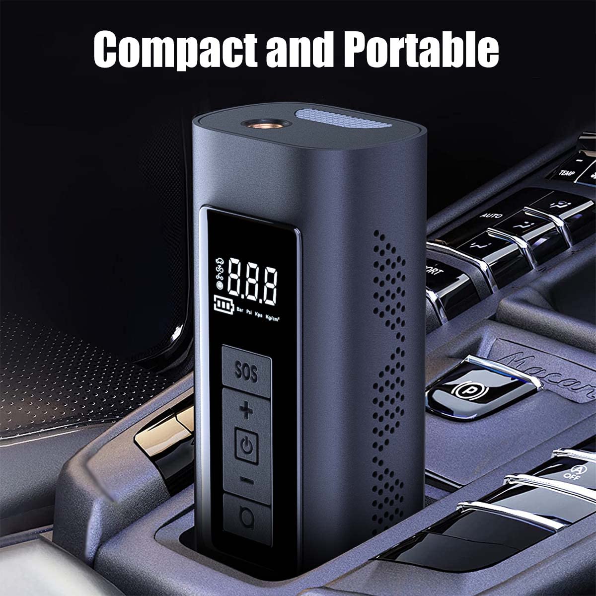 Automaze Portable Air Compressor Smart Tire Inflator- 150psi Cordless Mini Rechargeable Electric Digital Air Pump with Led Light for Car Tires, Bikes, Motorcycles, Balloons, Balls