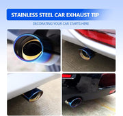 Automaze Universal Fit Car Exhaust Tail Muffler Tip Show Pipe 60mm, Curved Oval, Stainless Steel (Multicolor)