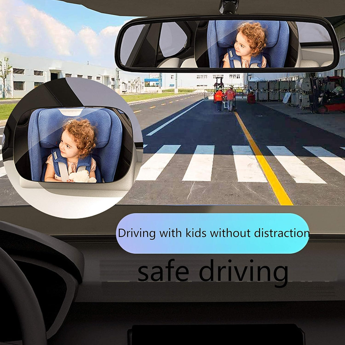 Automaze Car Mirror Baby Rear Facing Seat, Car Seat Glass Mirror for Rear Facing Baby Seat, Ultra Stable and Adjustable 360° Clear View for Backseat