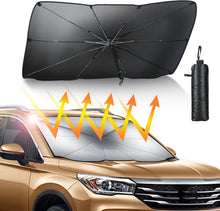 Load image into Gallery viewer, Automaze Car Sun Shade Windshield Cover, Sun Protection &amp; Heat Insulation Foldable Car Front Sun Shade, Umbrella Windshield Sun Shade for Car Front Window Windsheild