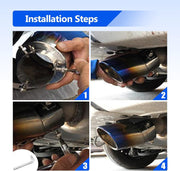 Automaze Universal Fit Car Exhaust Tail Muffler Tip Show Pipe 60mm, Curved Oval, Stainless Steel (Multicolor)