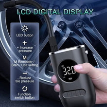 Load image into Gallery viewer, Automaze Portable Air Compressor Smart Tire Inflator- Chargeable Cordless Tyre Inflator/Air Pump With Led Light For Cars, Bikes, Motorcycles Etc, 4.5 X 8.3 X 13.7 centimeters, Black