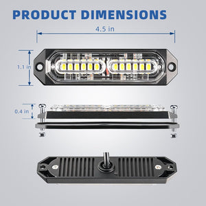 Automaze 4 X 12 LED Each Car Emergency Strobe Flasher Hazard Lights Surface Mount Grill Light Warning External Light for Vehicle Truck Trailer Van DC12-24V Red Blue