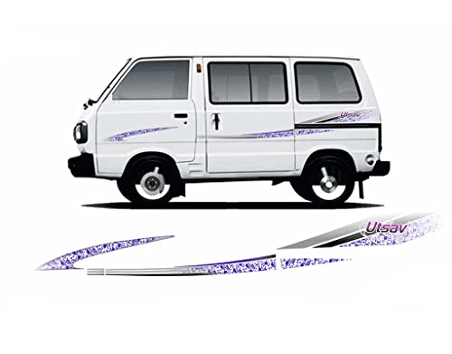 Maruti Suzuki Omni with Automaze Maruti Suzuki Omni Side Decal Full Body Sticker Graphics in purple installed on both sides