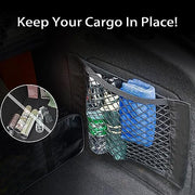 Car Trunk Cargo Net Organizer Holding Bottles and Tools in SUV Boot Space