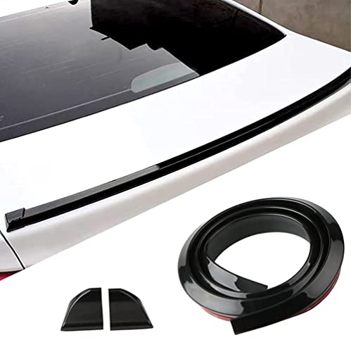 Car rear trunk spoiler wing lip installed on sedan boot lid with glossy black finish