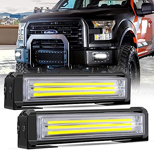 12V Car LED Emergency Flasher Light installed on truck grille bumper for high-visibility warning
