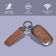 Toyota 3 Button Metal Key Cover Zinc Alloy Brown Leather