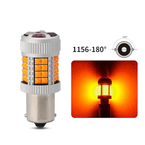 1156 BA15S Canbus LED Bulb amber pack of 2 front product image with BA15S 180° base