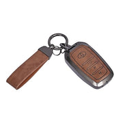 Toyota 3 Button Metal Key Cover Zinc Alloy Brown Leather