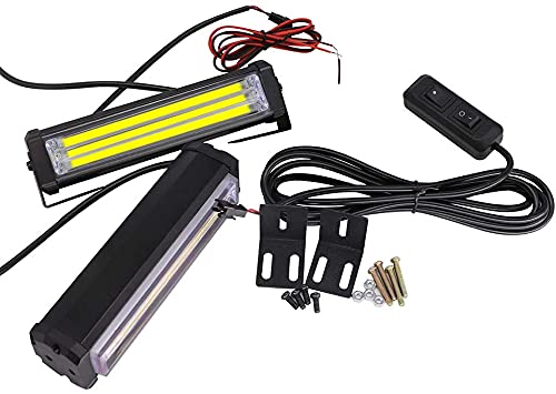 12V Car LED Emergency Flasher Light installed on truck grille bumper for high-visibility warning