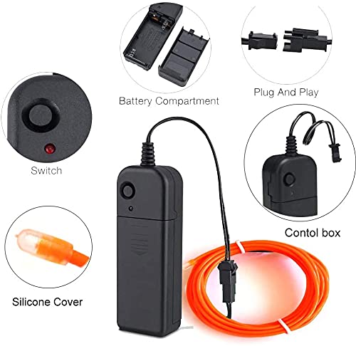 EL Wire Neon Light orange-colored coil with control box for DIY lighting