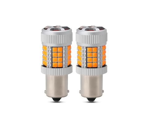 1156 BA15S Canbus LED Bulb amber pack of 2 front product image with BA15S 180° base