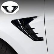 Automaze black car fender side vent installed on white car exterior