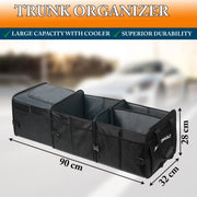 Automaze Car Trunk Organizer with insulated cooler compartment, 90 x 32 x 28 cm foldable storage box for SUV and car boot