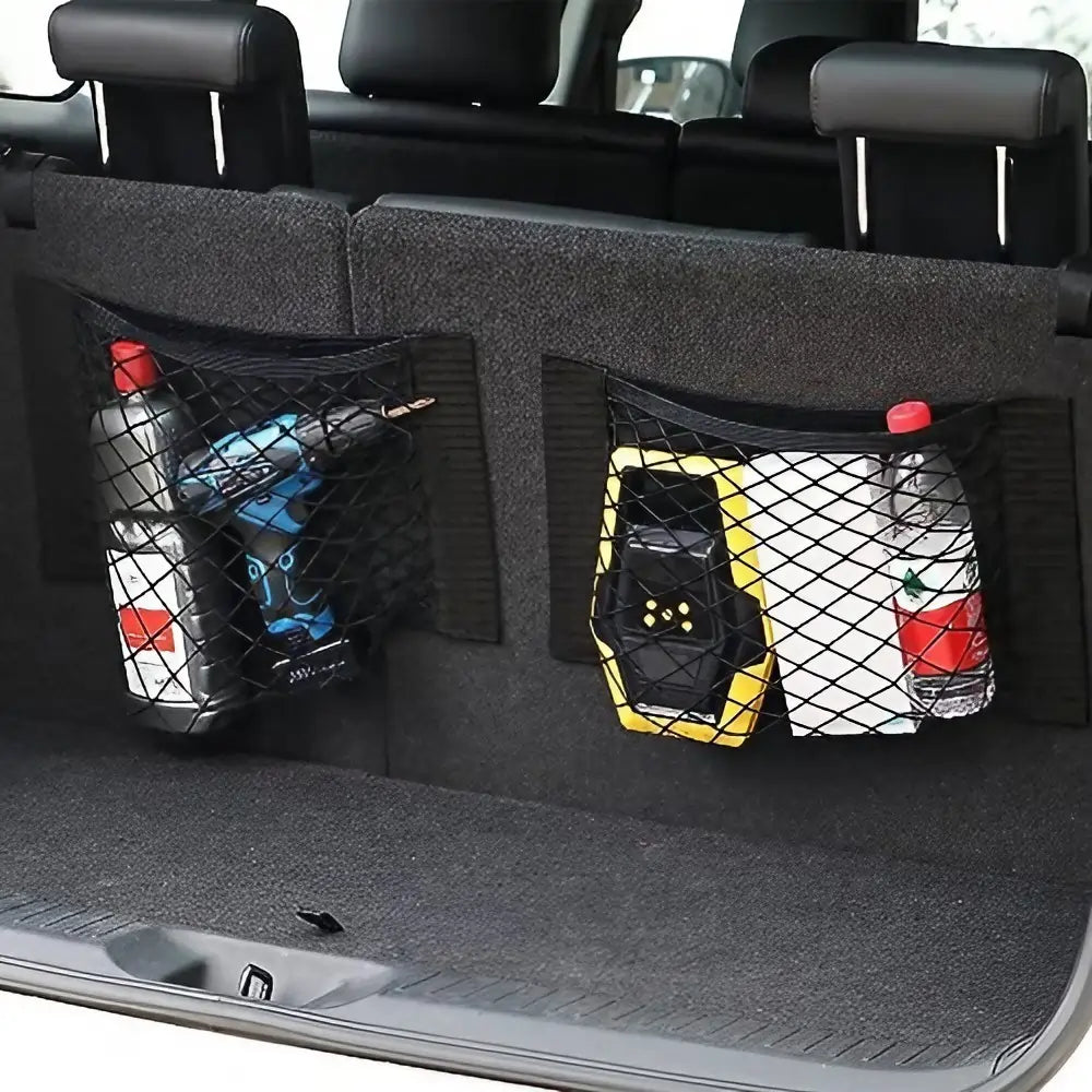 Universal Car Trunk Cargo Net Organizer with elastic mesh design for car boot storage and organization