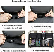 Car Backseat Organizer installation process with adjustable buckle straps for SUV and car trunk storage