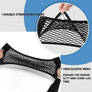 Elastic Car Storage Organizer mesh net with reinforced edges for durable trunk organization and storage