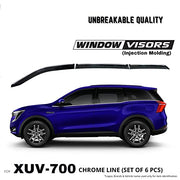 Mahindra XUV700 Side Window Deflector Chrome Line 6 Pc unbreakable window visors chrome trim set