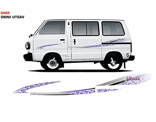Maruti Suzuki Omni with Automaze Maruti Suzuki Omni Side Decal Full Body Sticker Graphics in purple installed on both sides