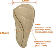 Close-up view of Manual Gear Shift Knob Cover with stitched leather finish