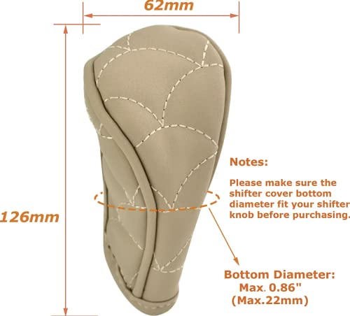 Close-up view of Manual Gear Shift Knob Cover with stitched leather finish