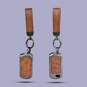 Mahindra Flip Key Cover zinc alloy and leather finish front and back view