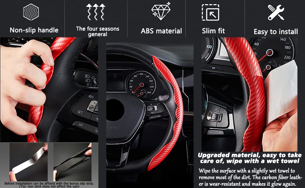 Automaze carbon fiber ABS steering wheel grip cover carbon black pair design