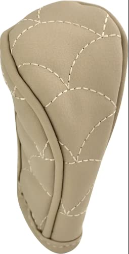 Close-up view of Manual Gear Shift Knob Cover with stitched leather finish