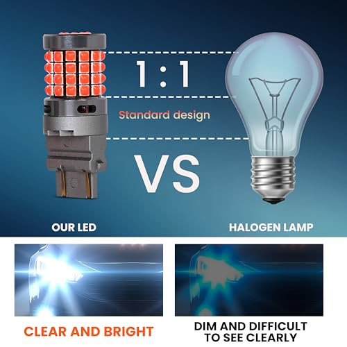 3157 Dual Point Canbus LED Bulb 2222LM red brake light pair front view
