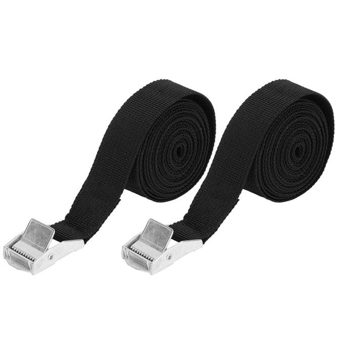 Automaze 2-piece 25 mm x 3.5 m heavy-duty black lashing straps with adjustable cam buckles.