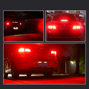 1157 Dual Point Canbus LED Bulb red brake light installed on car tail lights at night