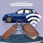 Toyota 3 Button Metal Key Cover Zinc Alloy Brown Leather