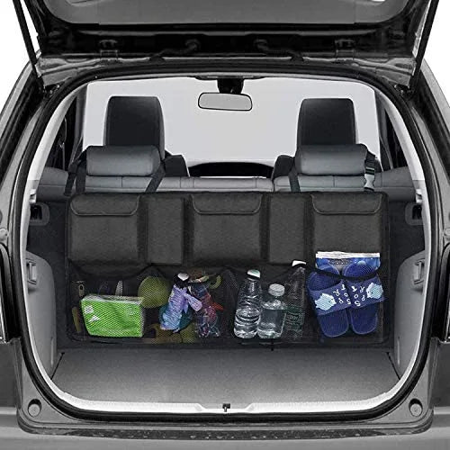 Automaze Car Trunk Organizer with multiple storage pockets for groceries tools and travel accessories