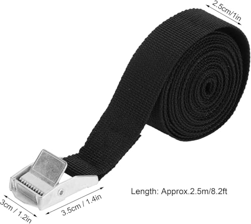 Automaze 4-pack 25 mm x 2.5 m black tie-down lashing straps with metal cam buckle.