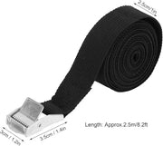 Automaze 25 mm wide, 2.5 m long black lashing strap with heavy-duty cam buckle.