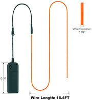 EL Wire Neon Light: 16.4 ft orange electroluminescent wire with battery pack for decoration