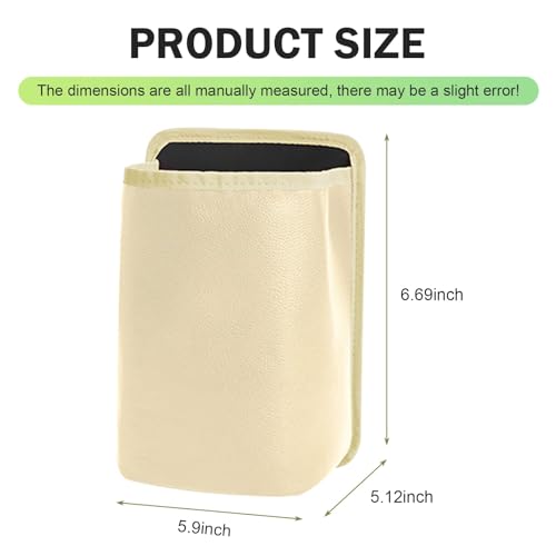 Beige Automaze waterproof car seat organizer storage bag hanging on headrest