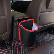 Automaze waterproof car trash bag mounted on center console, black and red