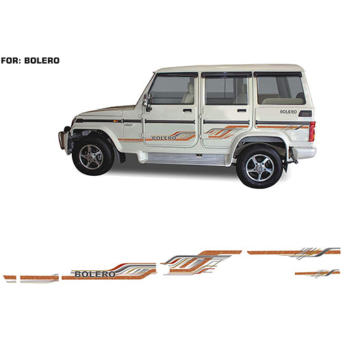 Car Side Decal Full Body Sticker Graphics For Mahindra Bolero All Models, Both Sides, 0209 Model