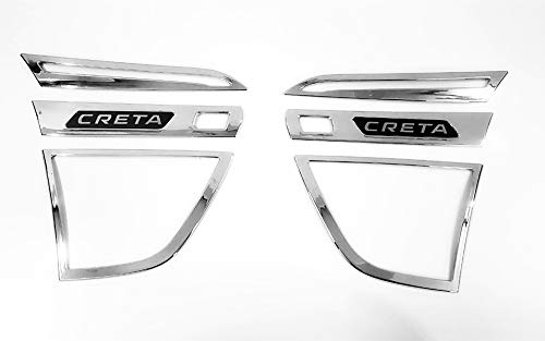 Automaze Head-Light Lamp Garnish Chrome Trim for Hyundai Creta 2020(Set of 6 Pc)