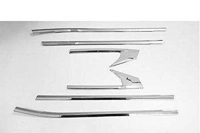 Automaze Car Exterior Lower Window Garnish Trim Chrome in Stainless Steel, for Kia Seltos