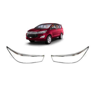 Automaze Head-lamp Light Chrome Garnish Trim Cover for Innova Crysta 2 Pc(ABS)