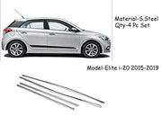 Automaze Car Exterior Lower Window Garnish Trim Chrome in Stainless Steel, for Elite I-20 2014-2019 Models( Set of 4 Pc)