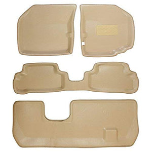 Automaze 3D/4D Complete Car Floor/Foot Mats with Third Row, Trunk Mat for Honda Mobilio | Tray Fit, Beige Colour | 6 Months Warranty