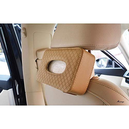  Car Tissue Holder, Car Armrest Box Tissue Holder, Luxury Black  Leather, PU Leather Backseat Tissue Case Holder for Vehicle,  9.25'×5.12'×1.97' Suitable for Regular and Flat Kleenex tissues : Automotive