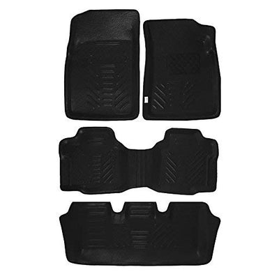Automaze 3D/4D Car Floor/Foot Mats with Third Row for Toyota Innova Crysta Automatic Model | Tray Fit, Black Colour | Warranty