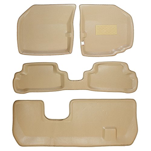 Automaze 3D/4D Car Floor/Foot Mats with Third Row for Toyota Innova Crysta Manual Model | Tray Fit, Beige Colour | Warranty