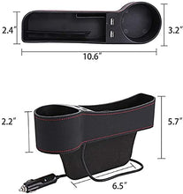 Load image into Gallery viewer, Automaze Car Seat Gap Filler, with 2 USB Ports, Multifunctional Side Pocket with Cup Holder for Cellphones Wallet Coin Key(Left Passenger Side)